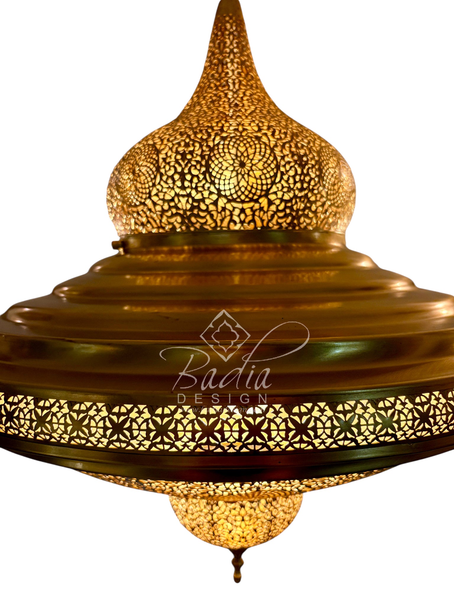 Brass Chandelier with Pierced Dome Design