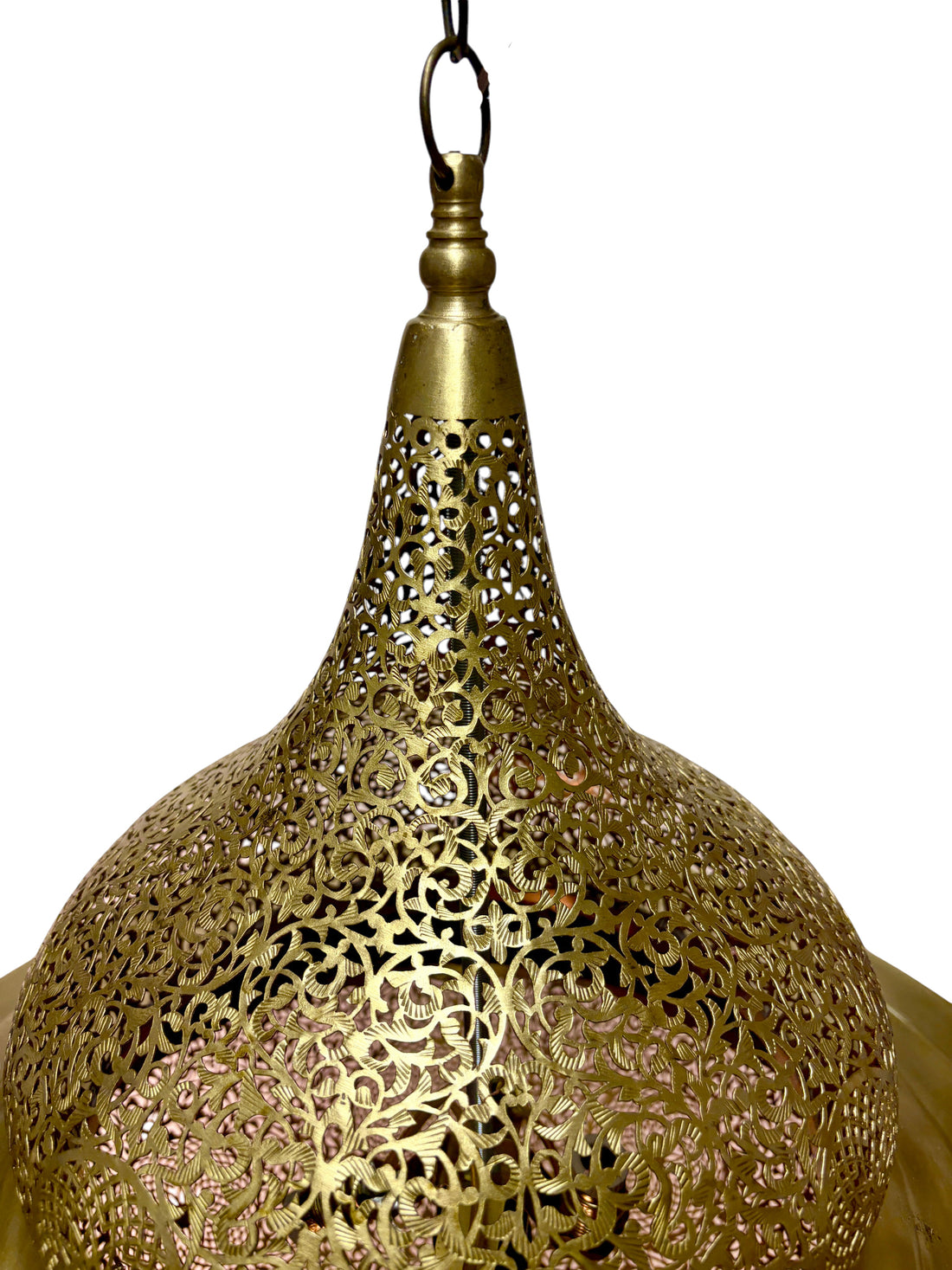 Brass Chandelier with Pierced Dome Design