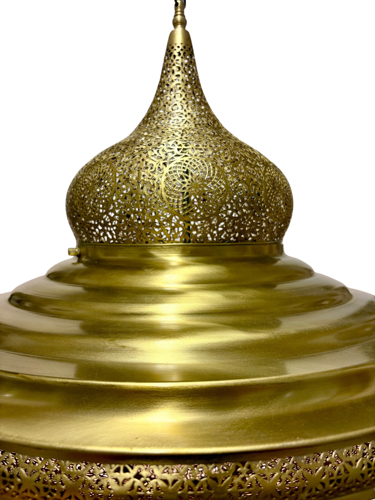 Brass Chandelier with Pierced Dome Design