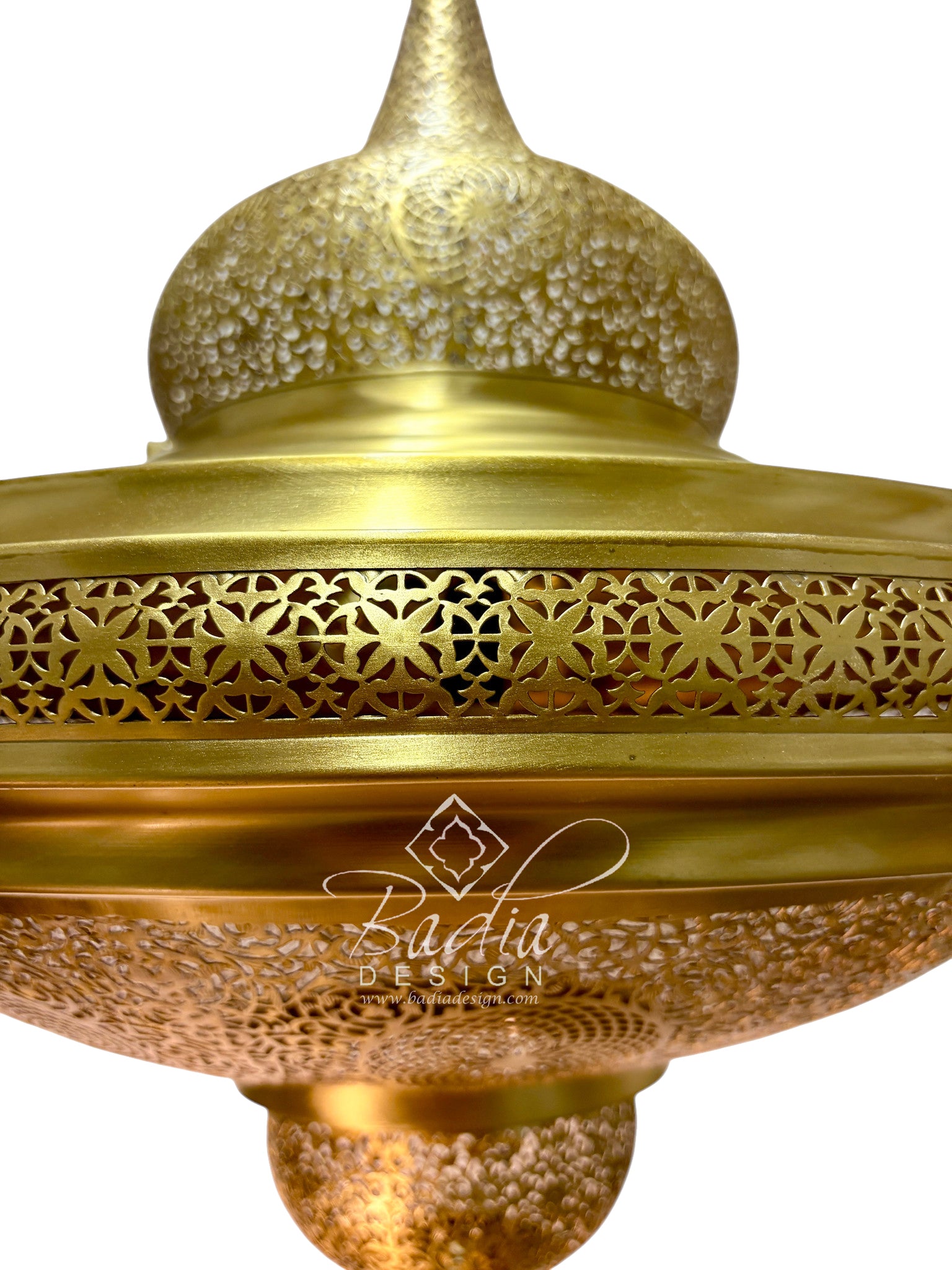 Brass Chandelier with Pierced Dome Design