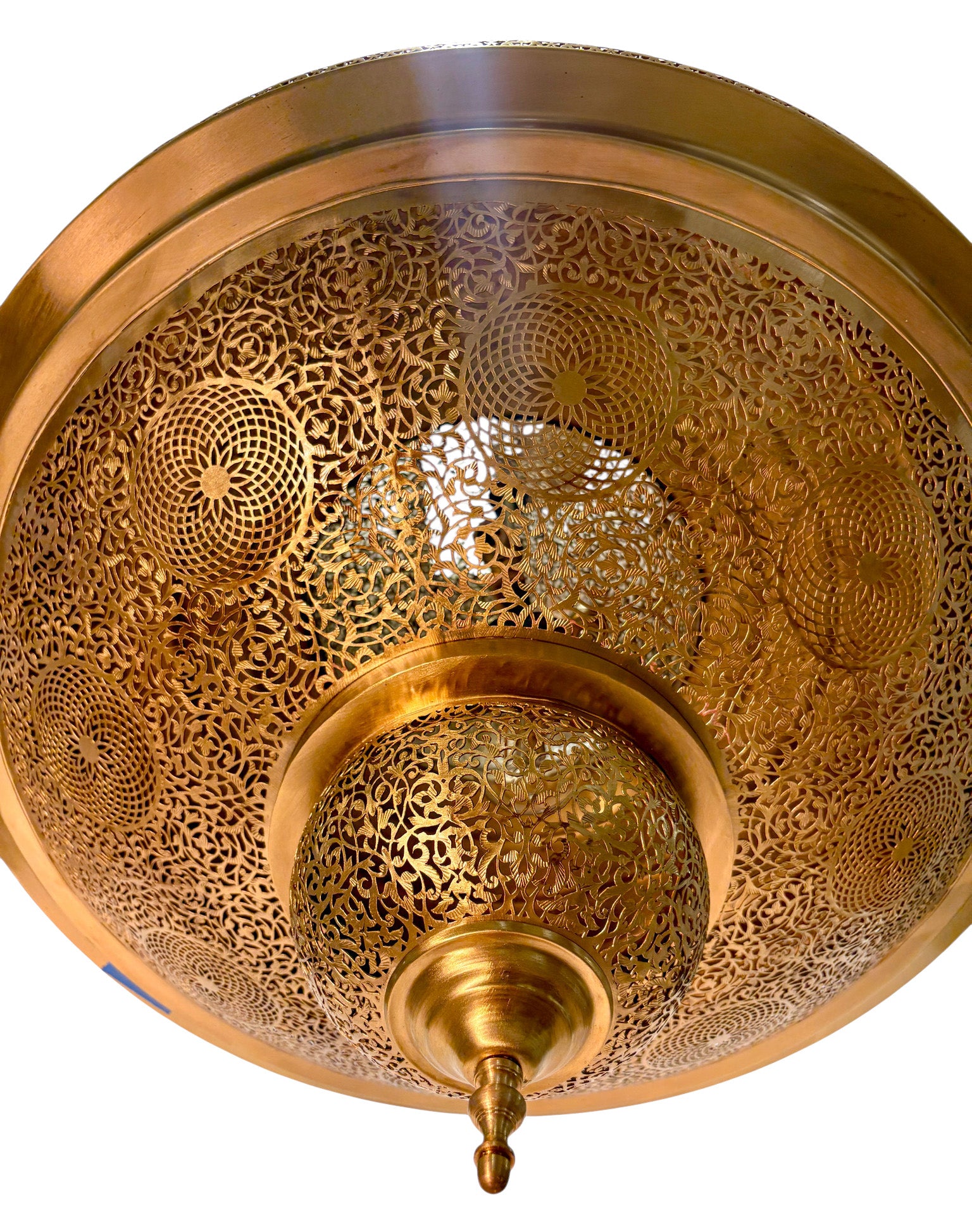 Brass Chandelier with Pierced Dome Design