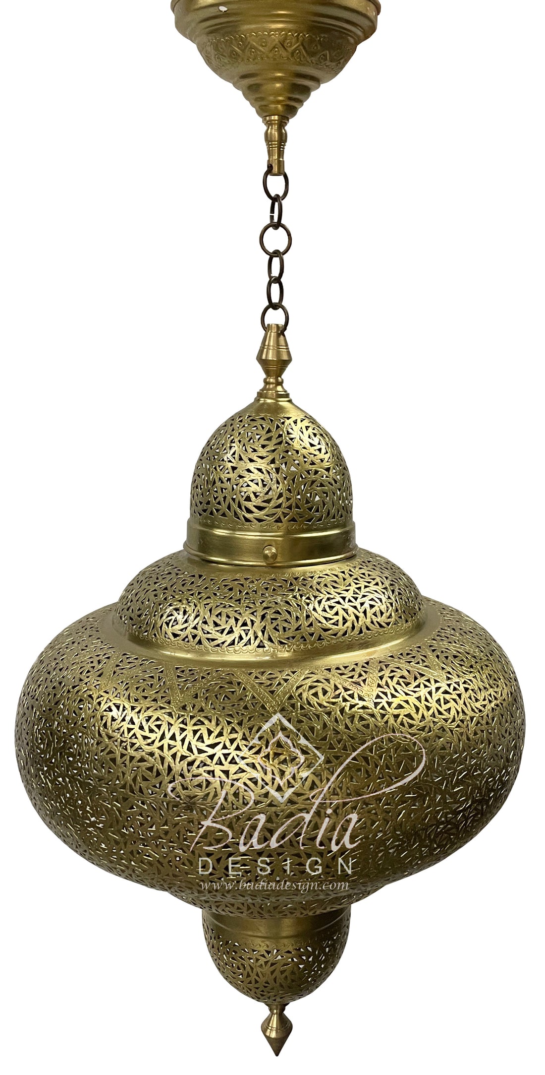 Intricately Patterned Moroccan Brass Chandelier