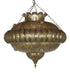 Hand Punched Brass Chandelier with White Glass Eyelets