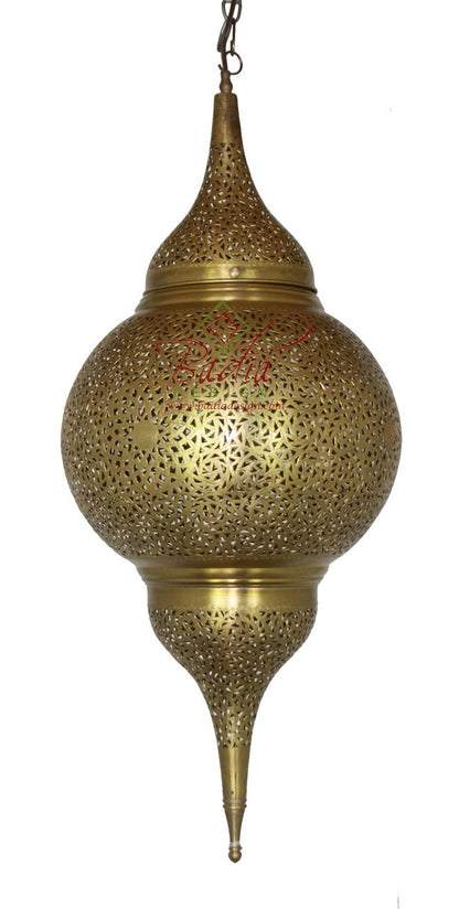 Tall and Intricately Pierced Brass Chandelier
