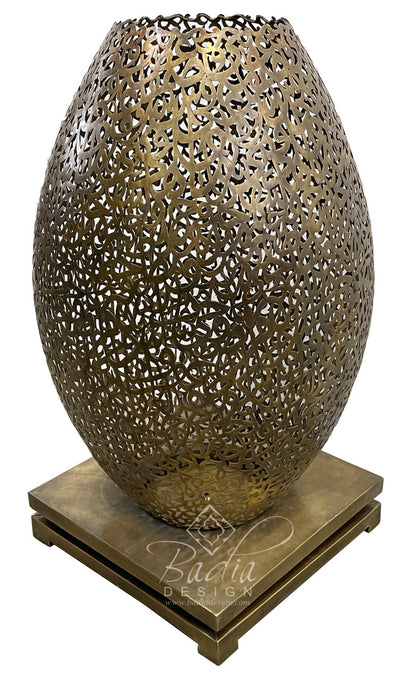 Moroccan Brass Desktop Lantern with Square Base
