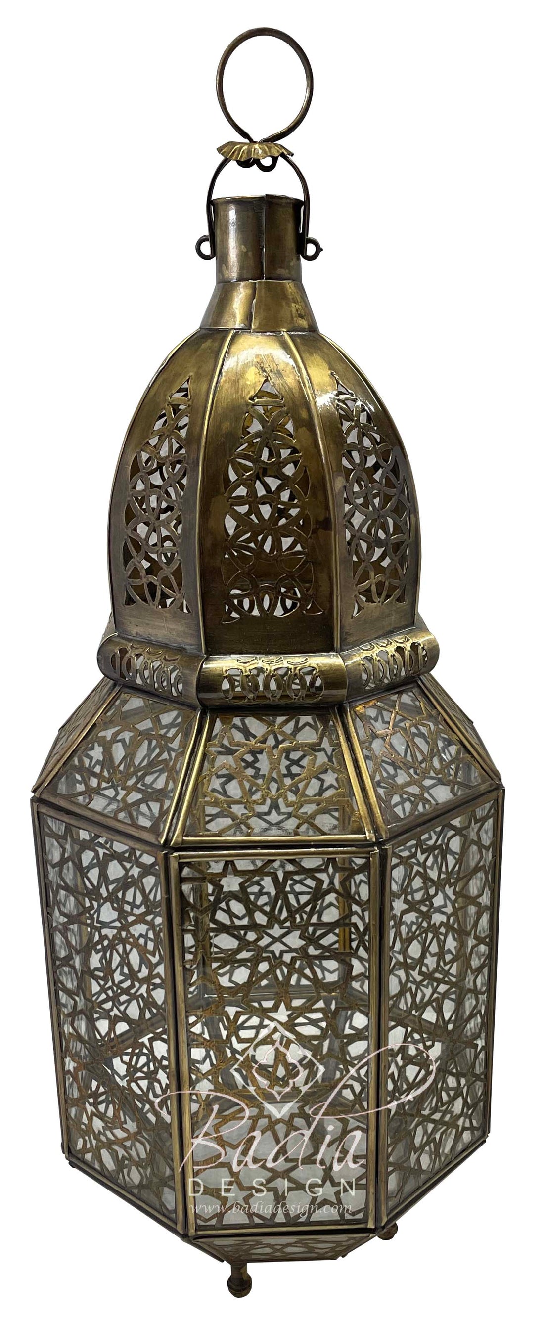 Moroccan Brass Lantern with Clear Glass