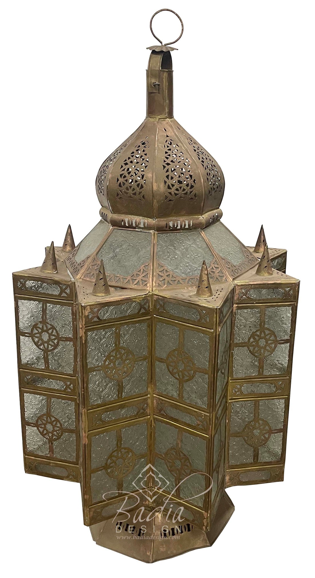 Moroccan Brass Lantern with Frosted Glass