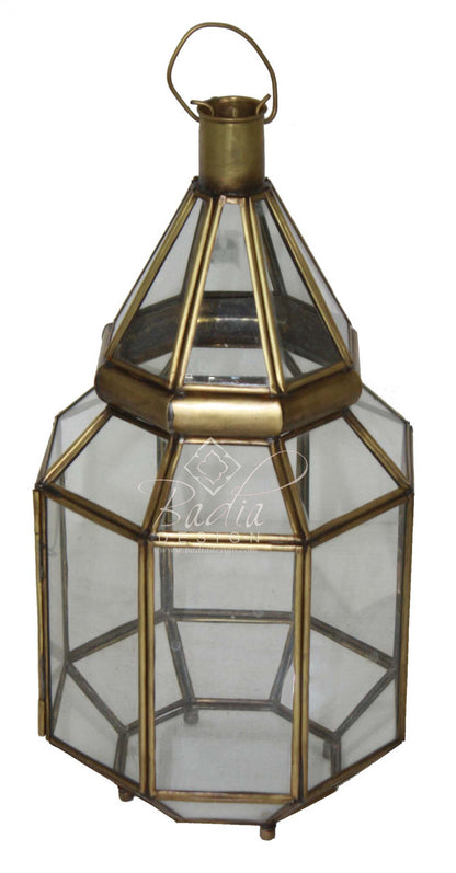 Moroccan Brass Desktop Lantern with Clear Glass