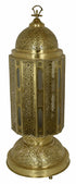 Intricately Designed Moroccan Brass Floor Lantern with White Glass