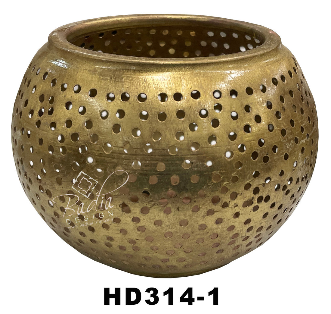 Moroccan Hand-Punched Brass Candle Holder