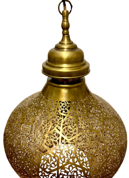 Brass Lantern with Arabesque Filigree Cutouts