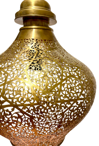 Brass Lantern with Arabesque Filigree Cutouts