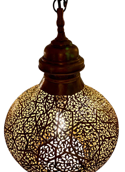 Brass Lantern with Arabesque Filigree Cutouts