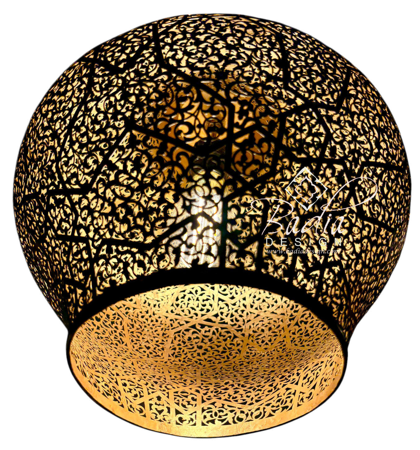 Brass Lantern with Arabesque Filigree Cutouts