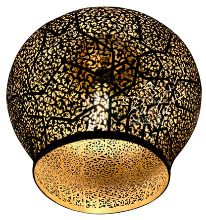 Brass Lantern with Arabesque Filigree Cutouts