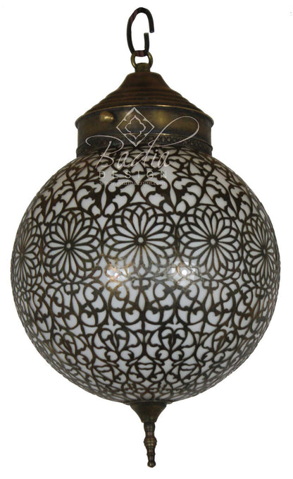 Brass Pendant Light with White Glass
