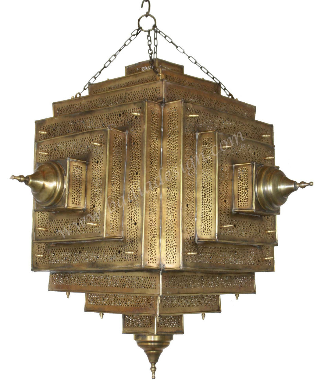 Layered Square Moroccan Brass Lantern