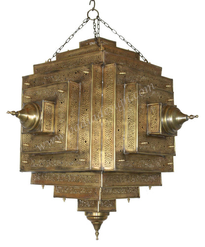 Layered Square Moroccan Brass Lantern