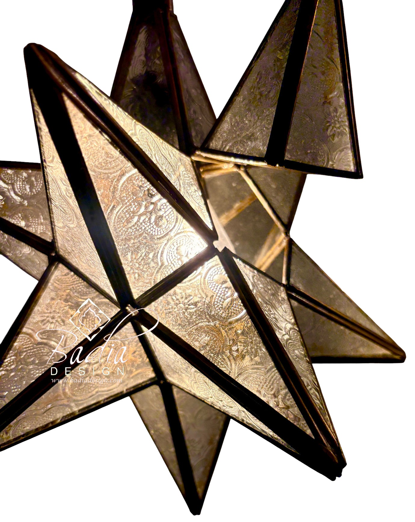 Brass Star Lantern with Frosted White Glass
