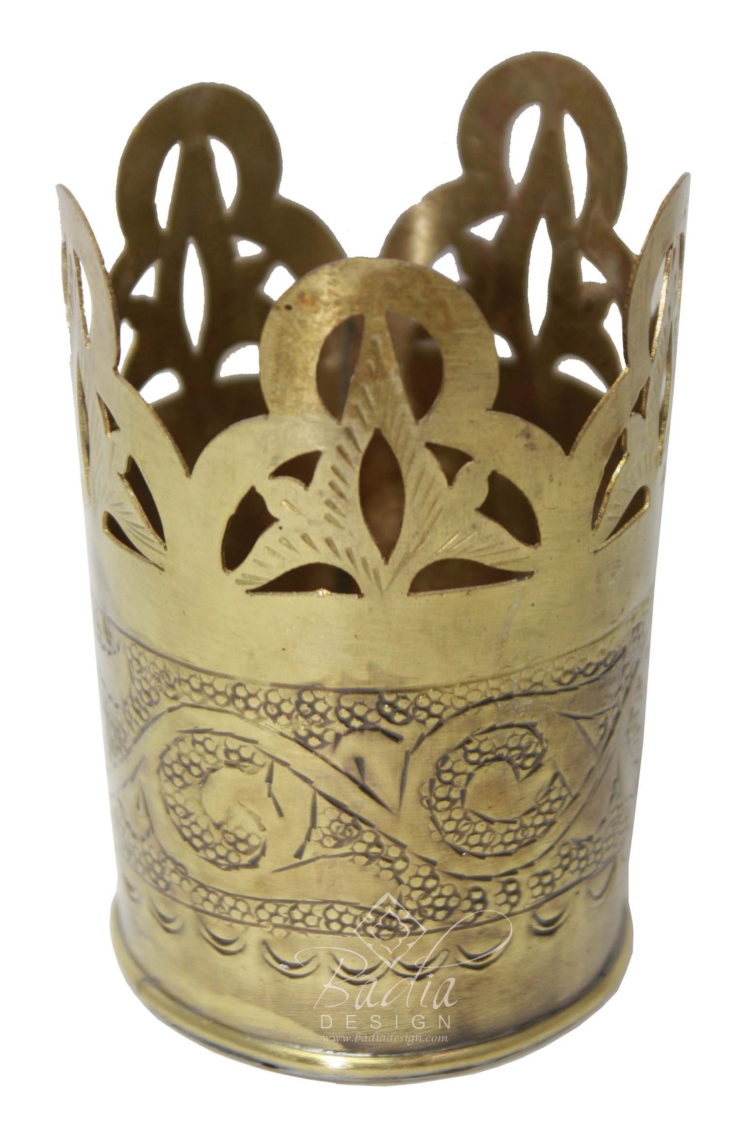 Moroccan Hand Punched Brass Tea Glass Holder