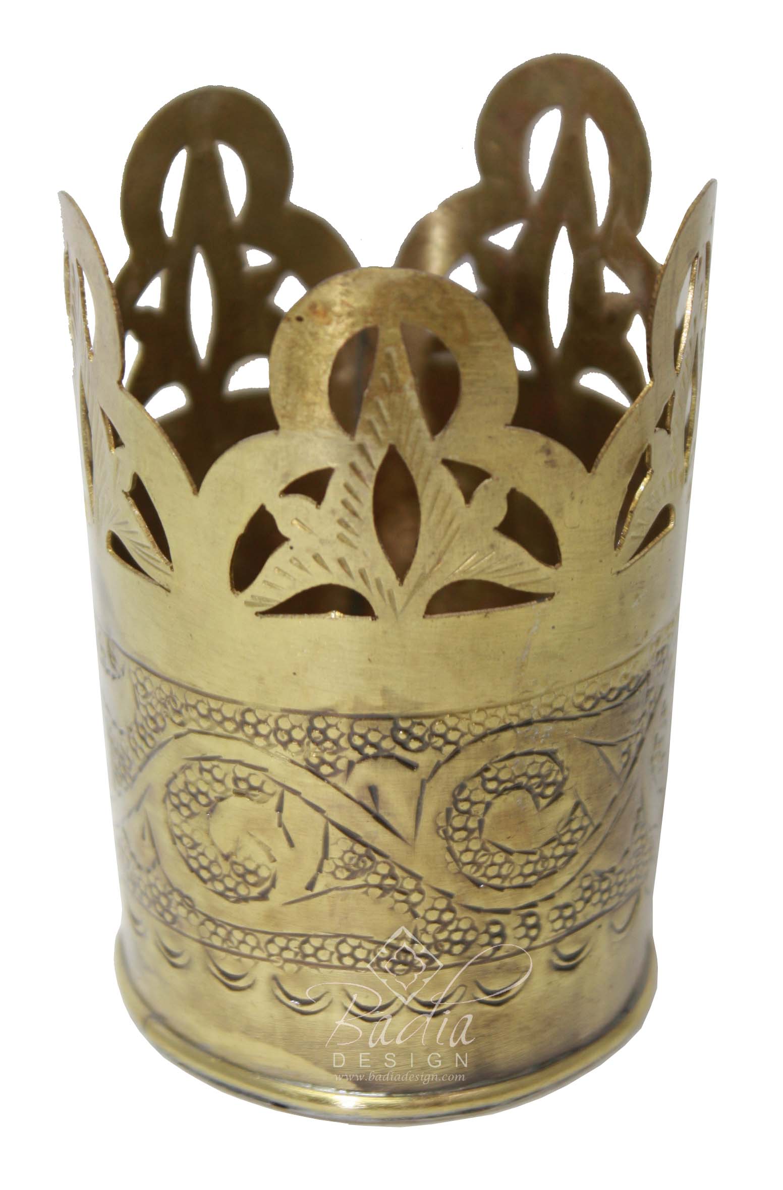 Moroccan Hand Punched Brass Tea Glass Holder