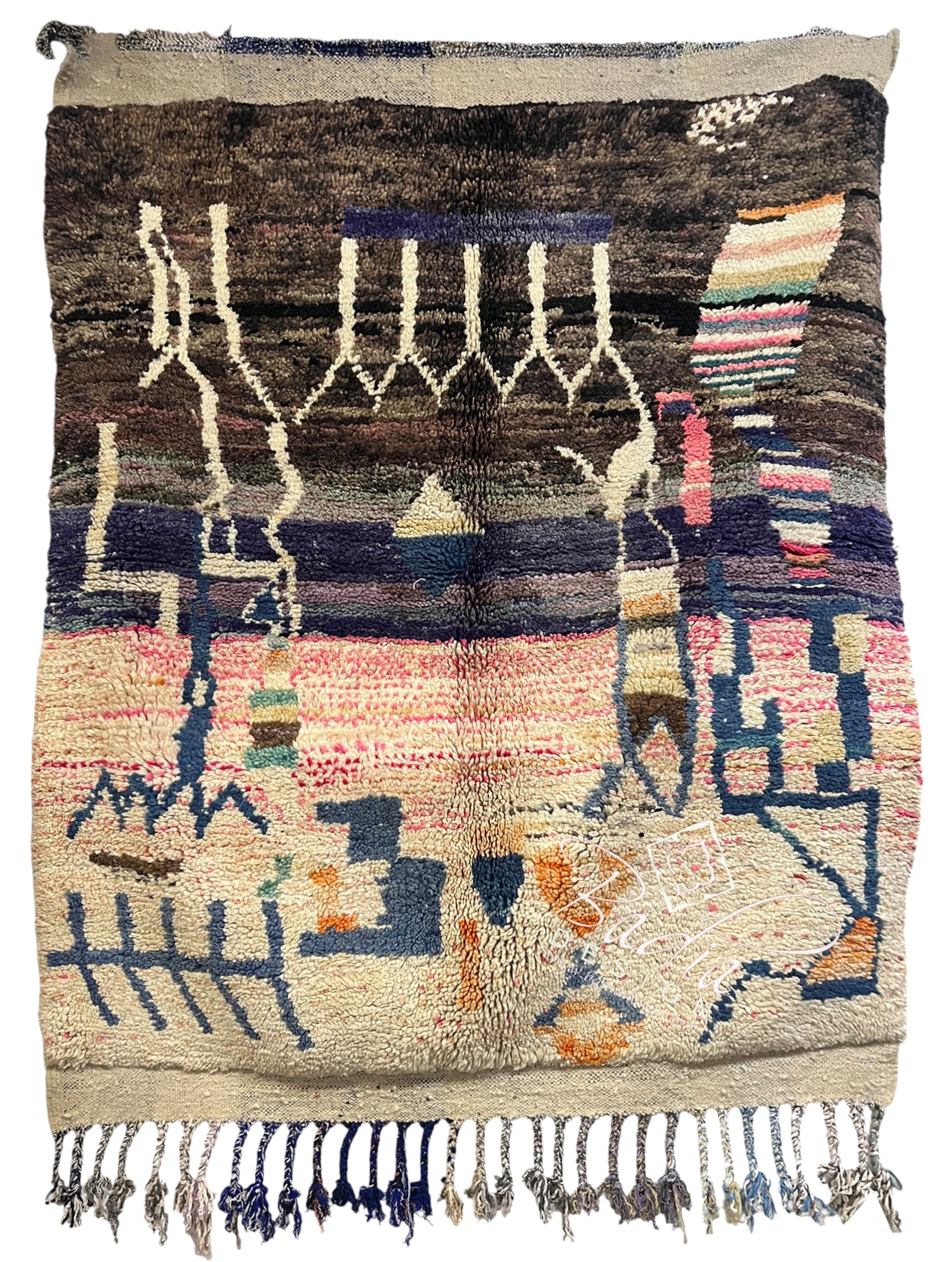 Moroccan Brown and Beige Beni Ourain Handwoven Rug