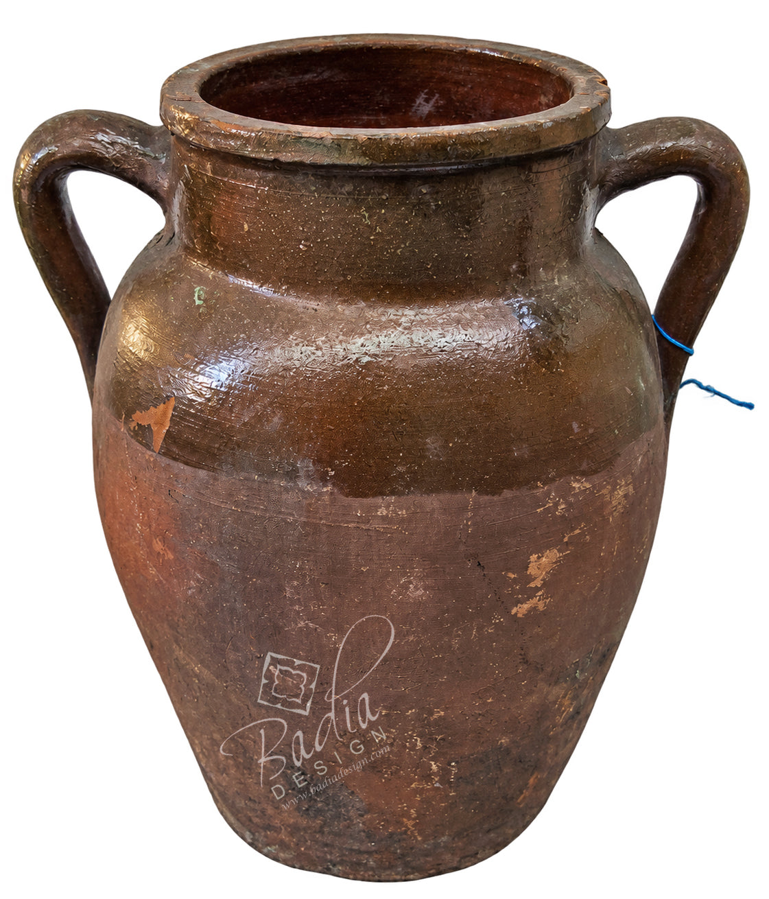 Moroccan Weathered Brown Clay Planter with Double Handles