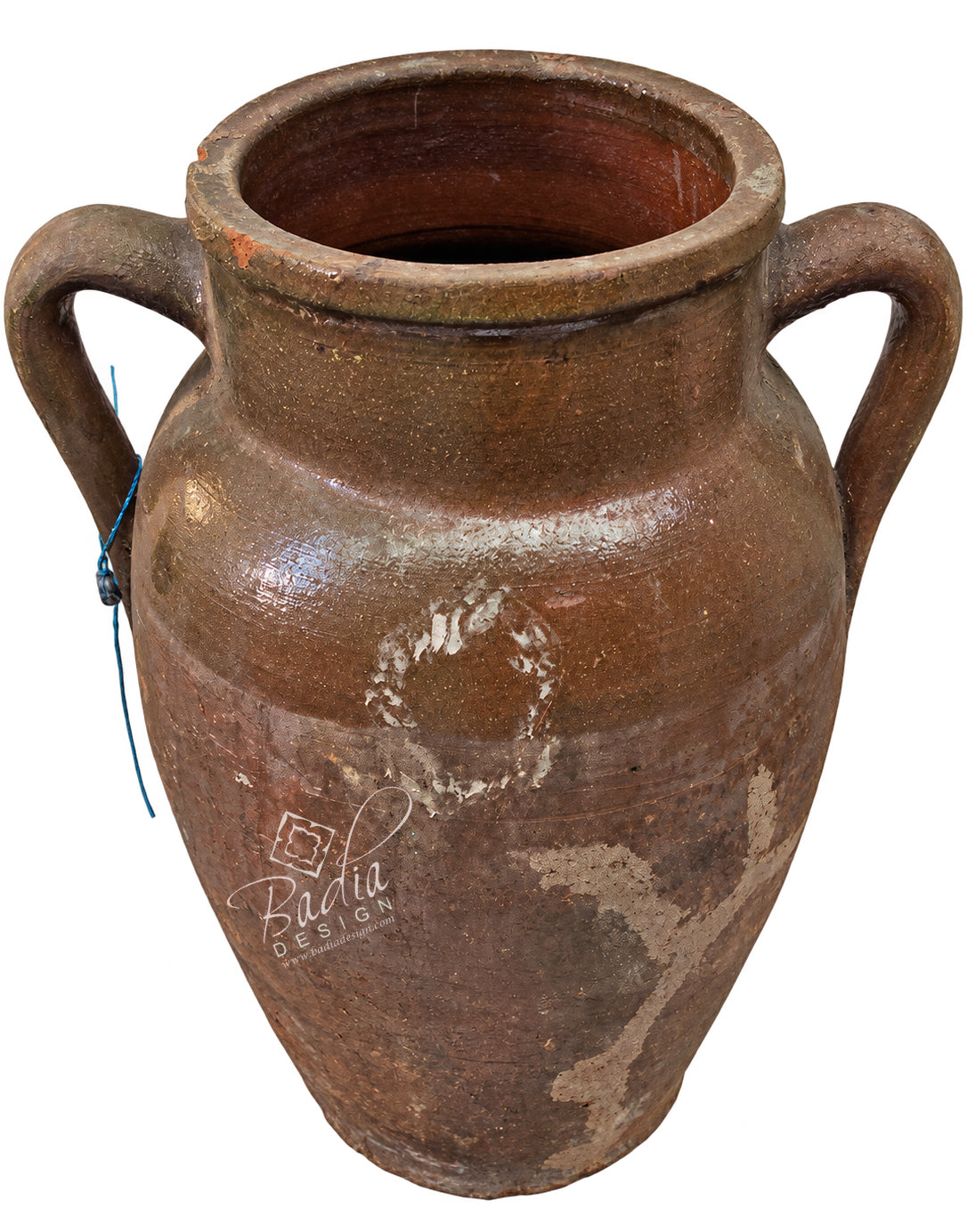 Moroccan Weathered Brown Clay Planter with Double Handles