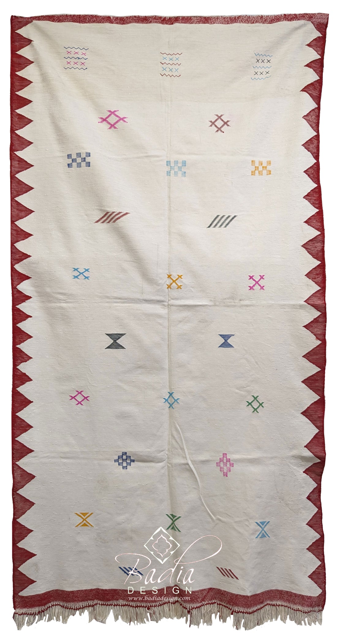 Beige Cactus Silk Rug with Tribal Designs