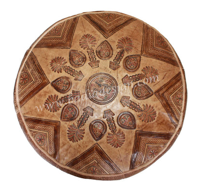 Carved Premium Leather Pouf