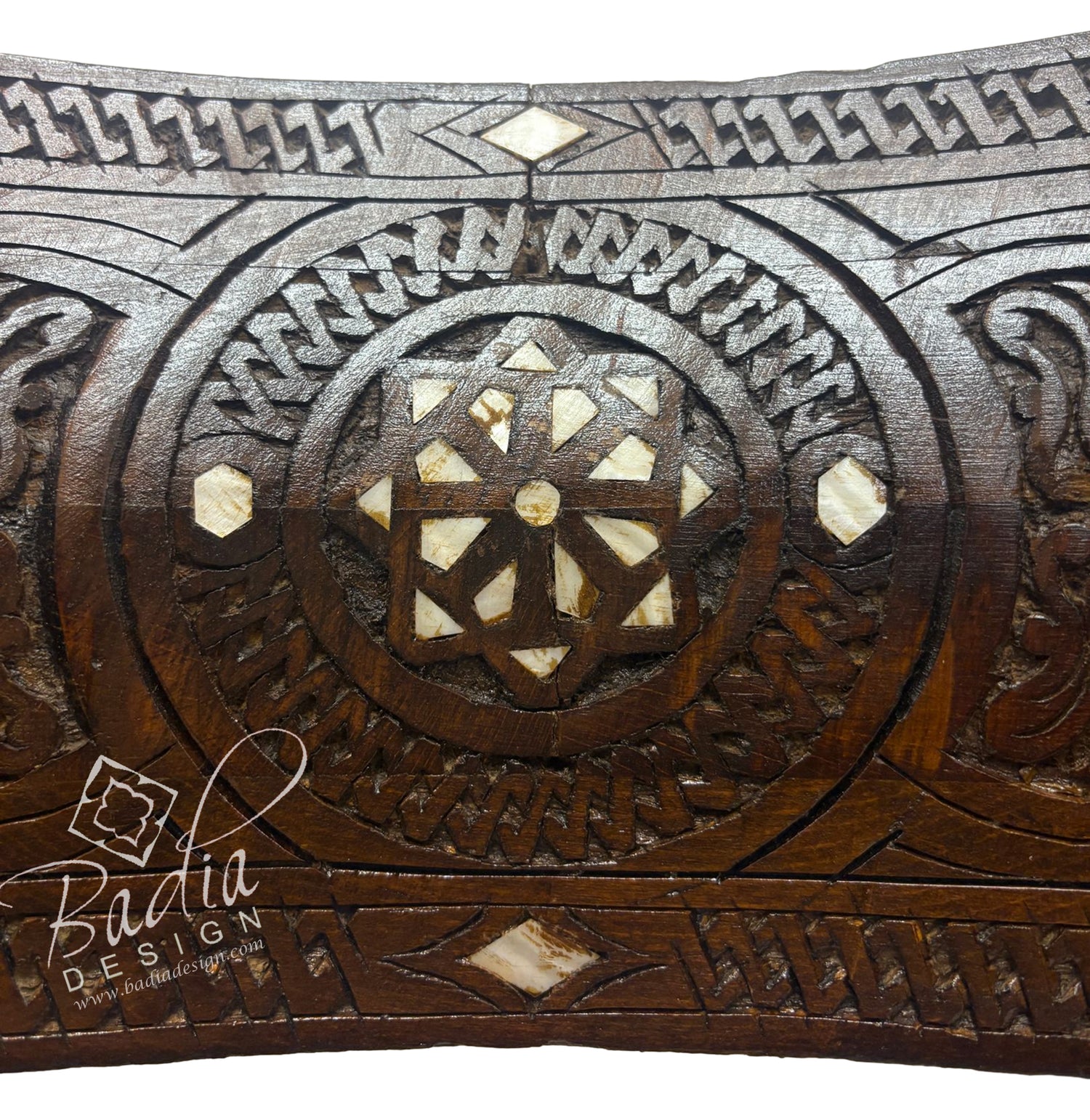 Wooden Accent Chair with Mother of Pearl Inlay