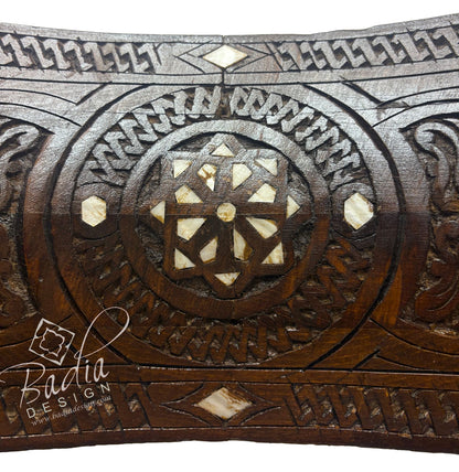 Wooden Accent Chair with Mother of Pearl Inlay