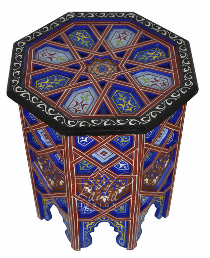 Carved Wood Hand Painted Side Table