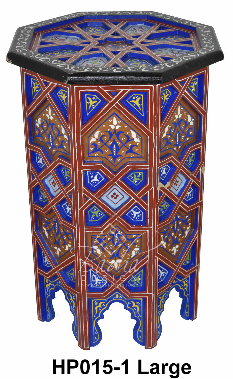 Carved Wood Hand Painted Side Table