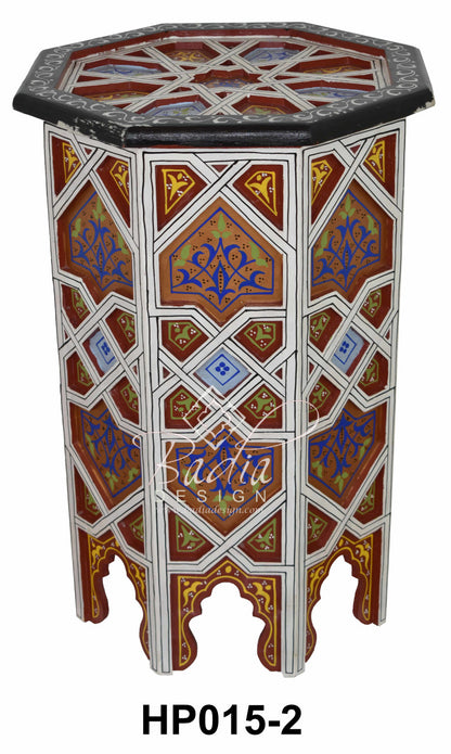 Carved Wood Hand Painted Side Table