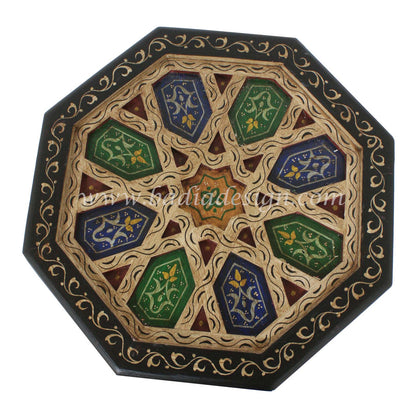 Carved Wood Hand Painted Side Table
