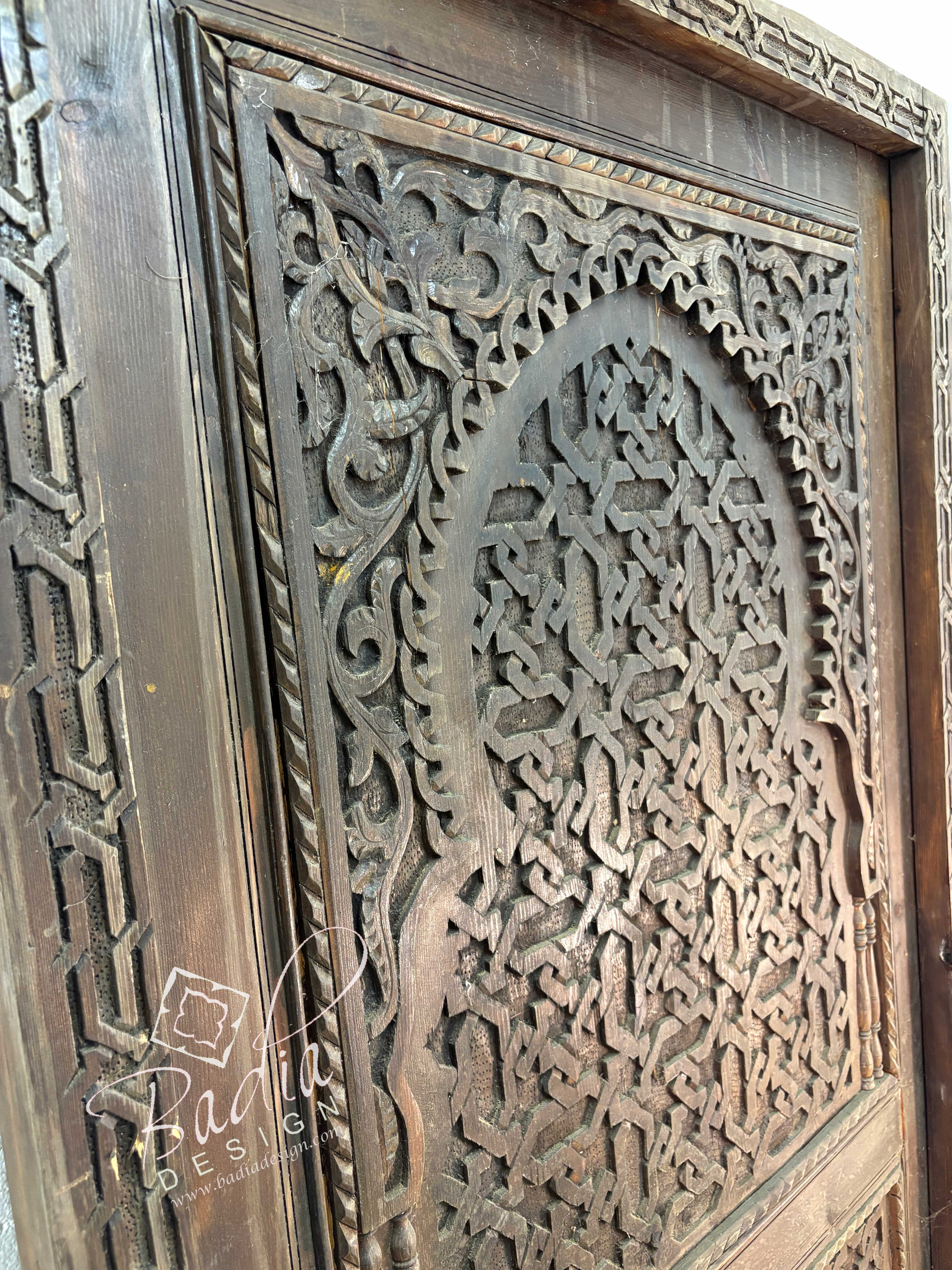 Stained Hand Carved Wooden Door