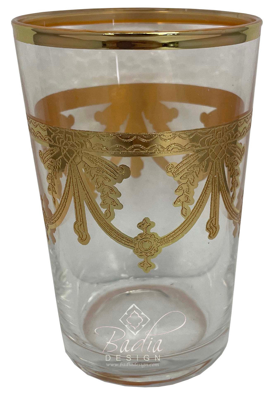 Handcrafted Moroccan Tea Glass Set with Gold Motif