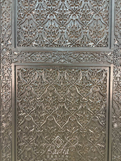 Dark Stained Hand Carved Wooden Door