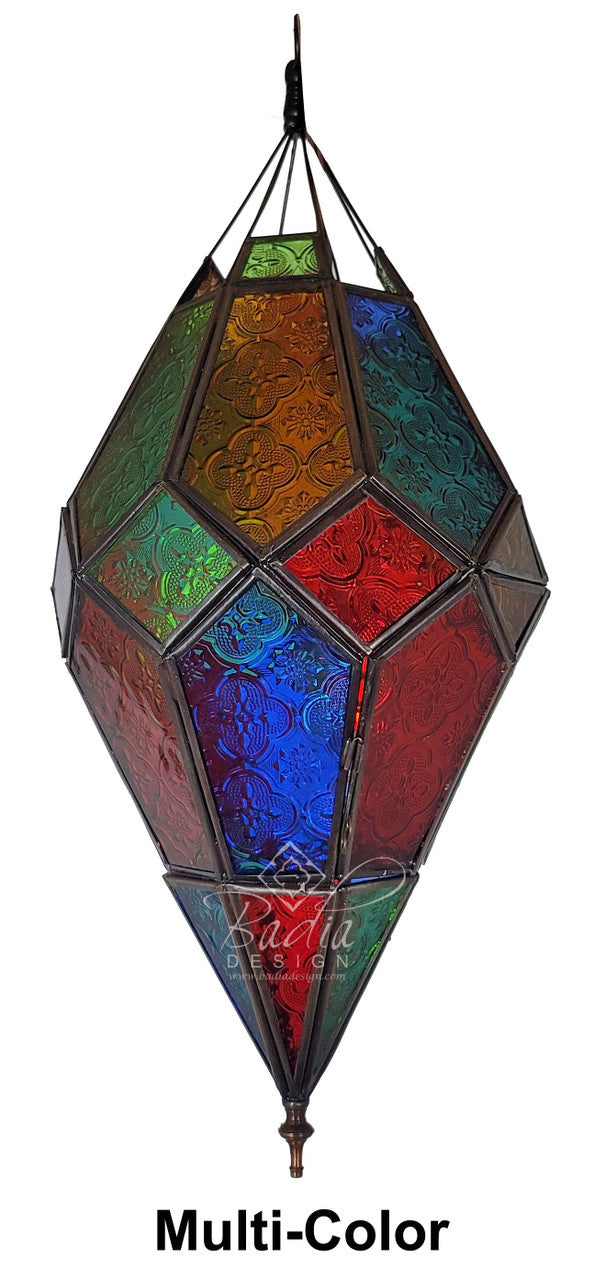Embossed Multi-Color Glass Moroccan lantern