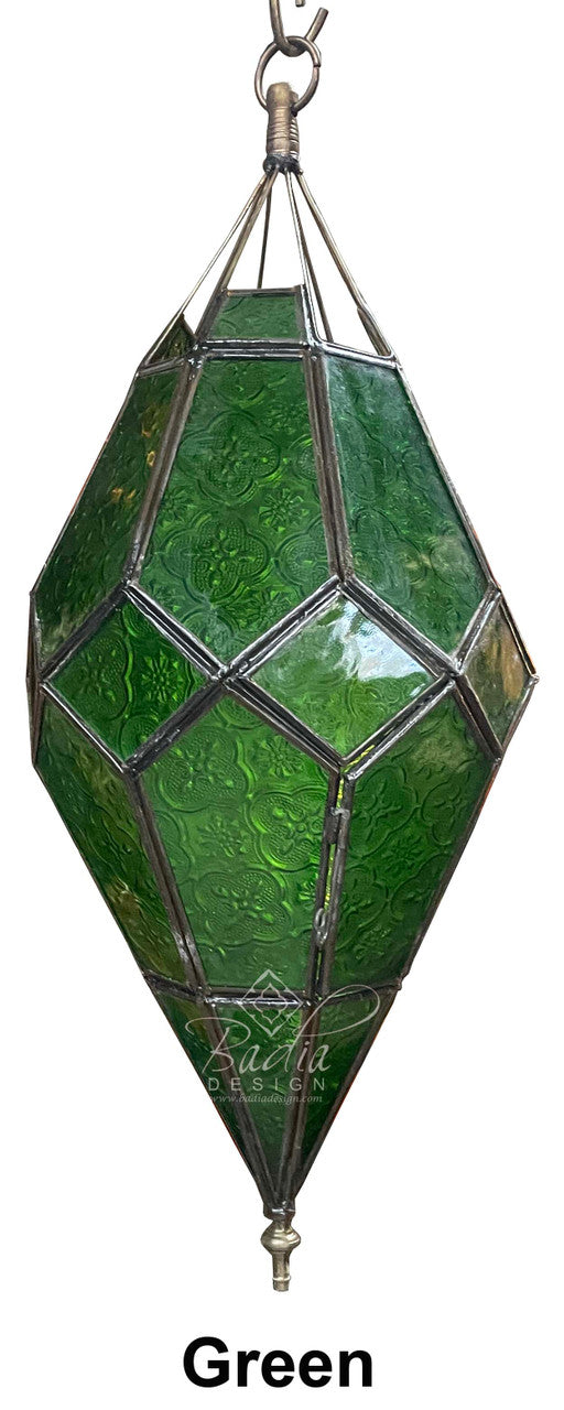 Green Embossed Moroccan Glass Dart Pendant Light