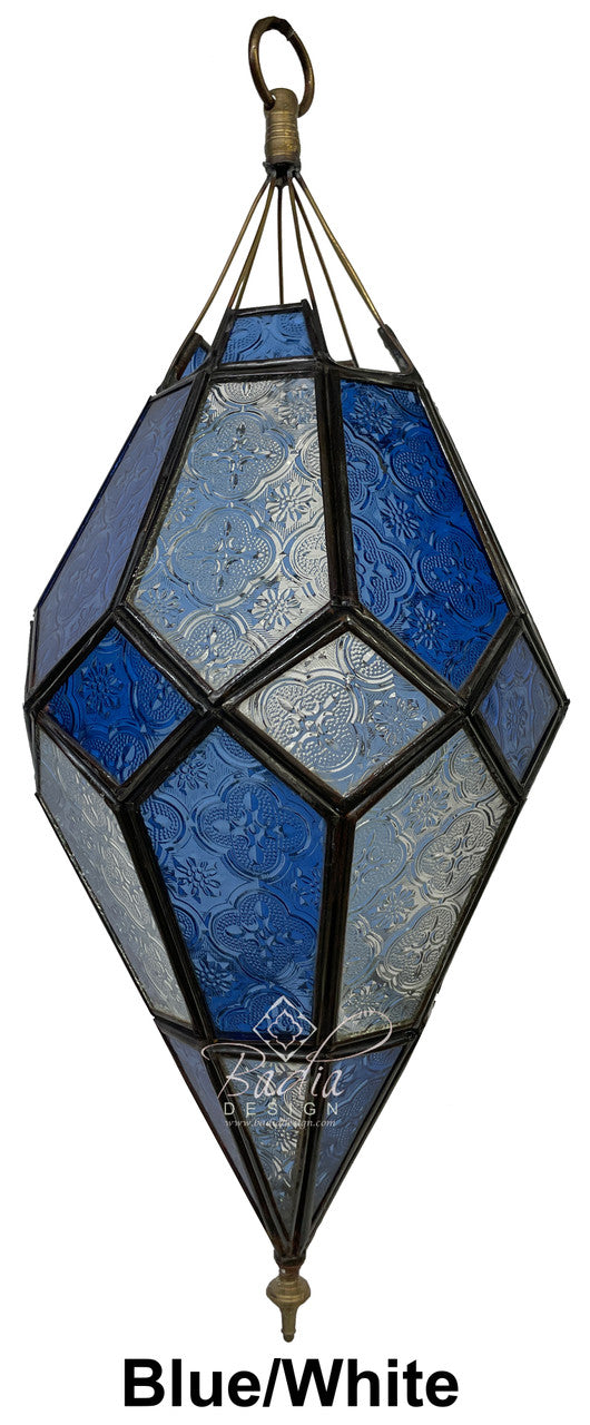 Blue and white geometric hanging lamp 