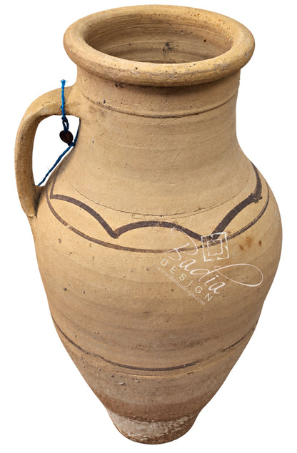 Decorative Beige Clay Planter with Painted Design