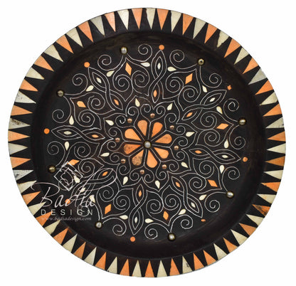 Decorative Wooden Metal and Bone Bowl