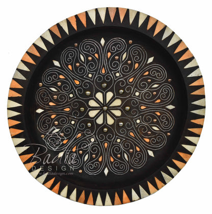 Decorative Wooden Metal and Bone Bowl