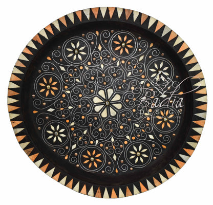 Decorative Wooden Metal and Bone Bowl