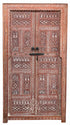 Moroccan Decorative Red Wooden Door with Traditional Carved Patterns
