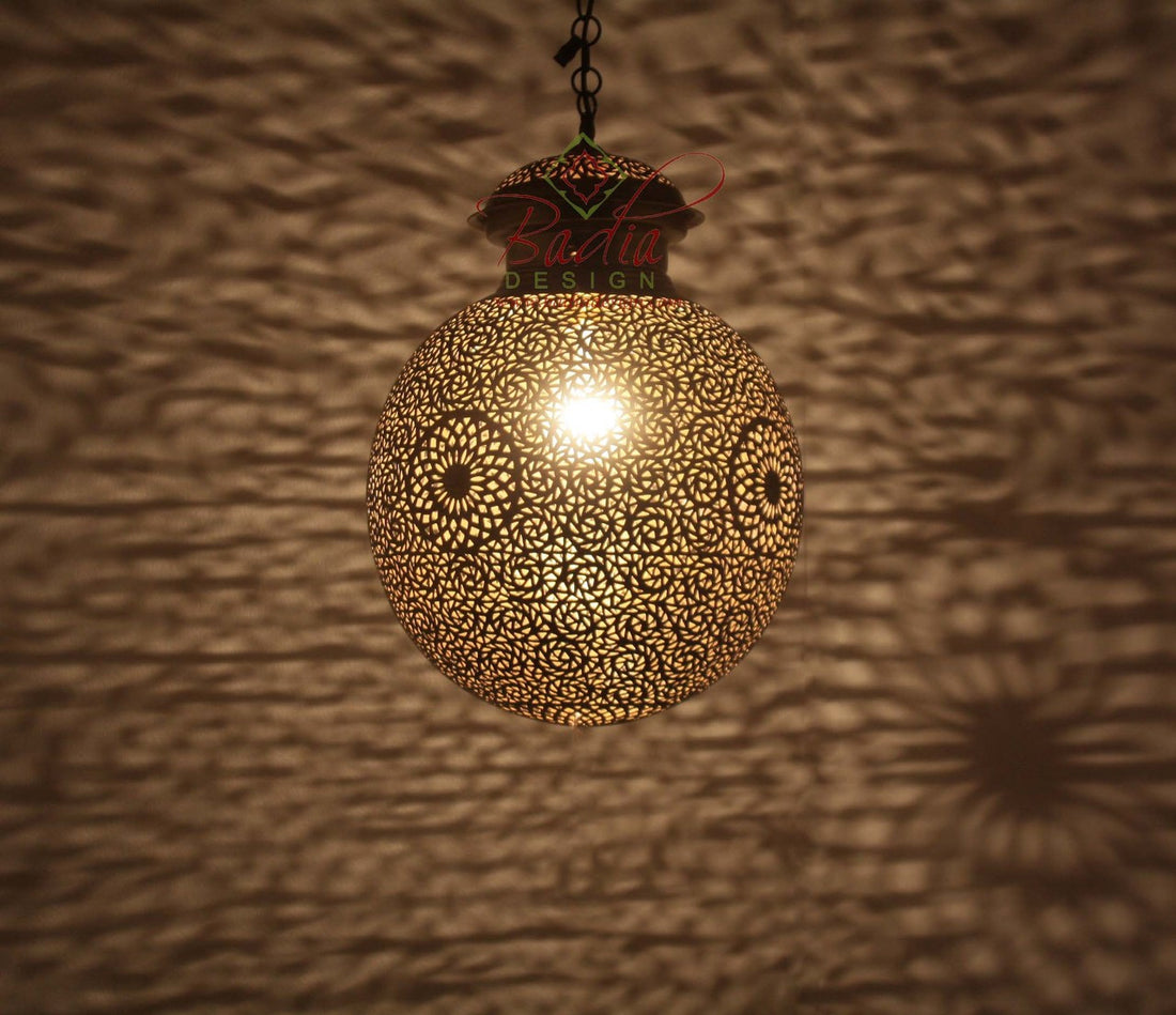 Intricate Design Round Brass Lantern