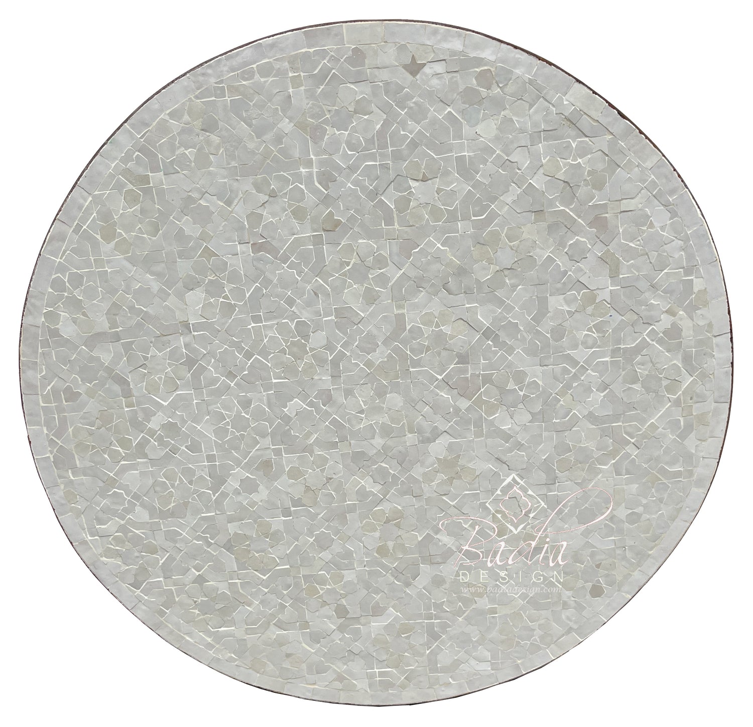 Round Off-White Moroccan Intricately Designed Mosaic Tile Table Top