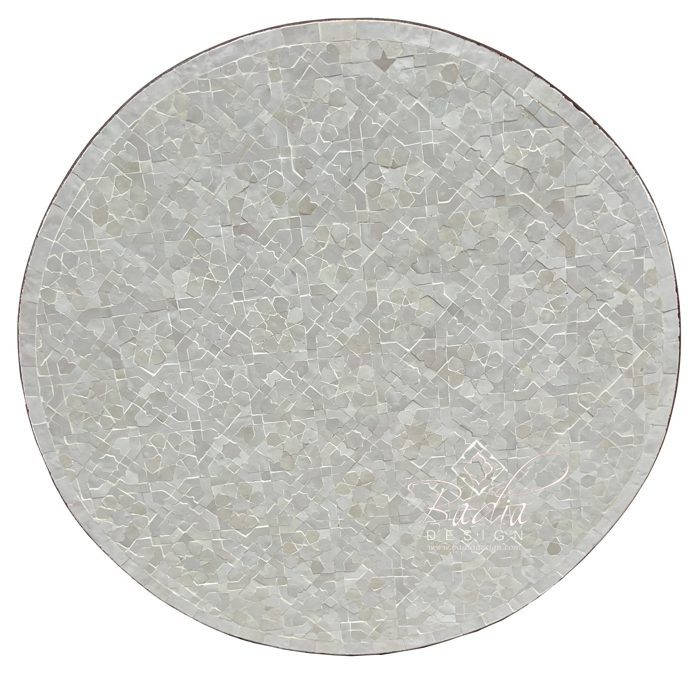 Round Off-White Moroccan Intricately Designed Mosaic Tile Table Top